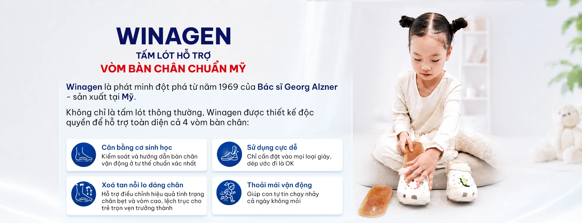Winagen – Tấm lót hỗ trợ vòm bàn chân chuẩn Mỹ